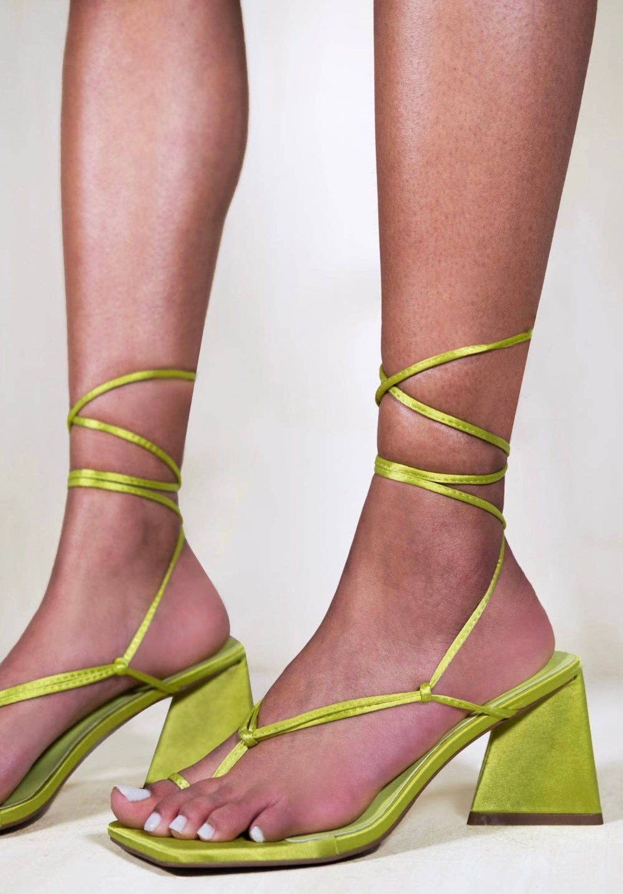 Lime Satin Heels