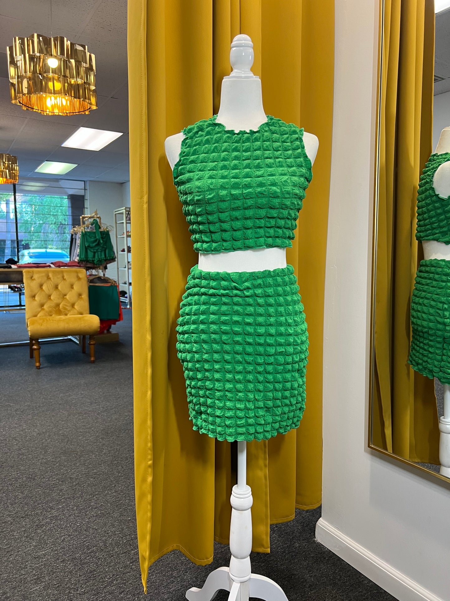 Green skirt set