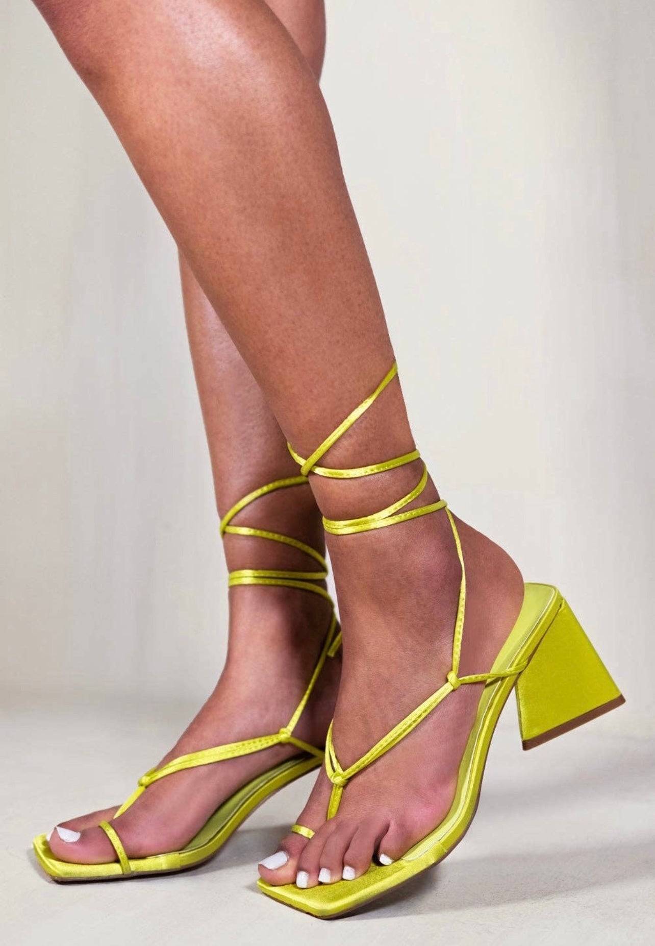 Lime Satin Heels